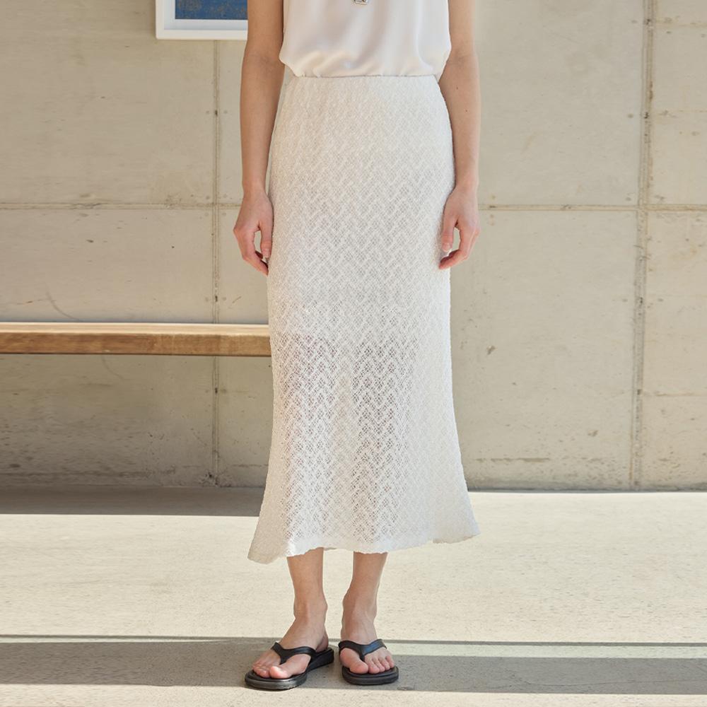 Hiikeu Flare Maxi Lace Skirt_Ivory
