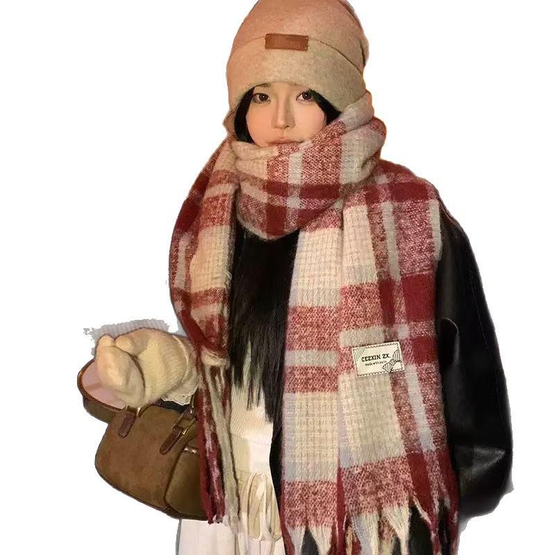 Plaid Couple Scarf Women's Winter New Korean Atmosphere Versatile Scarf Autumn and Winter Warm Women's Shawl