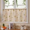Double Layer High-End Embroidered Kitchen Cabinet Blackout Café Curtain