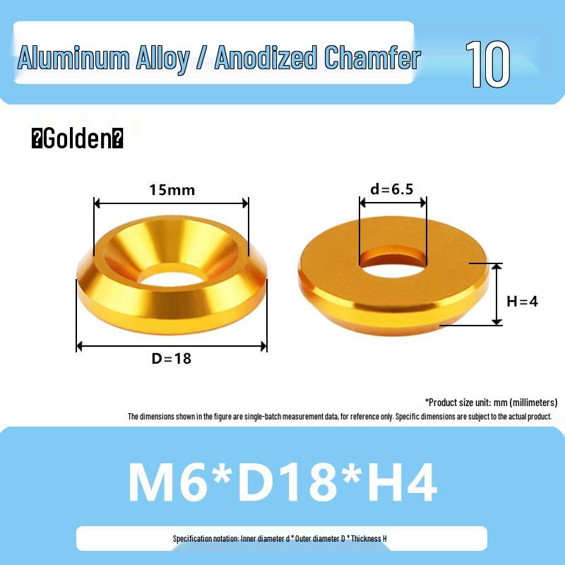 Colored Aluminum Alloy Countersunk Fish Eye Washers - M6/M8/M10