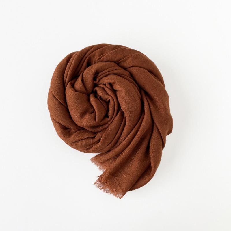 Middle East Malay monochrome slub cotton scarf women's camel shawl bag head short beard tassel Muslim headscarf