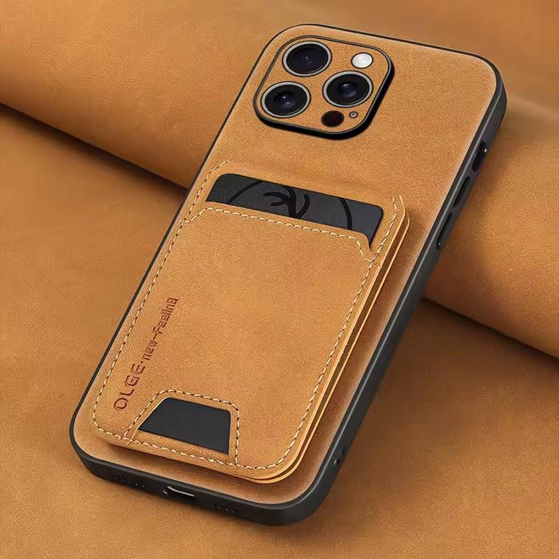 Luxury Leather Card Holder Phone Case for iPhone17 Air 16E 16 15 14 13 11 Pro Max Wallet Card Bag PU Leather Shockproof Back Cover