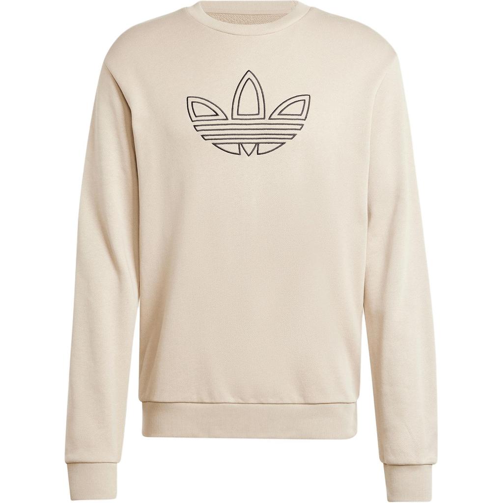 Adidas Originals Trefoil Crew Outline Series Fashion Comfortable Versatile Round Neck Sweatshirt Men Sweatshirt Beige JJ1512