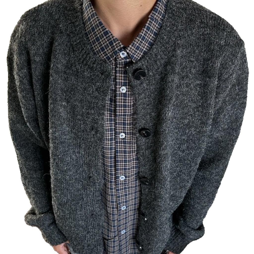Men'S Solid Color Crew Neck Knit Sweater, Loose For Men In Spring And Autumn, Layered Sweater Cardigan