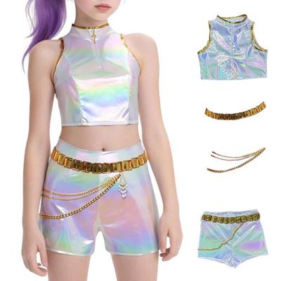 K-POP Devil Hunter Cosplay Girl Costume Rumi Pop Singer Shining Pearl Vest Shorts Halloween Costume Stage Dress