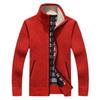 Men's Fleece-Lined Stand-Up Collar Cardigan: Thick, Solid Color, Plus Size Knit for Autumn/Winter.