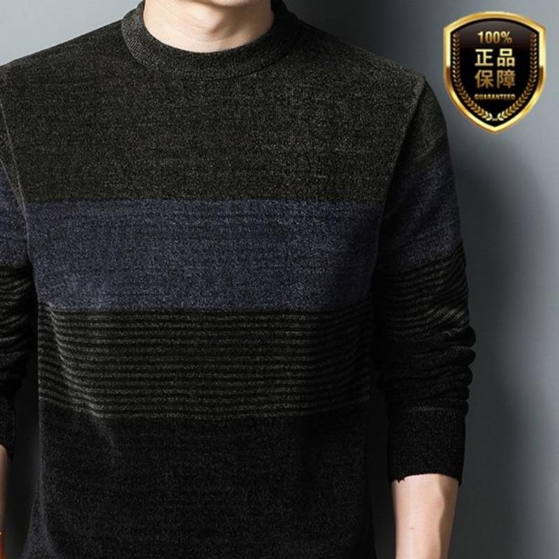 

Мужской свитер с круглым вырезом, осенне-зимний, бархатный, утолщенный, не скатывающийся, одежда L зелёный