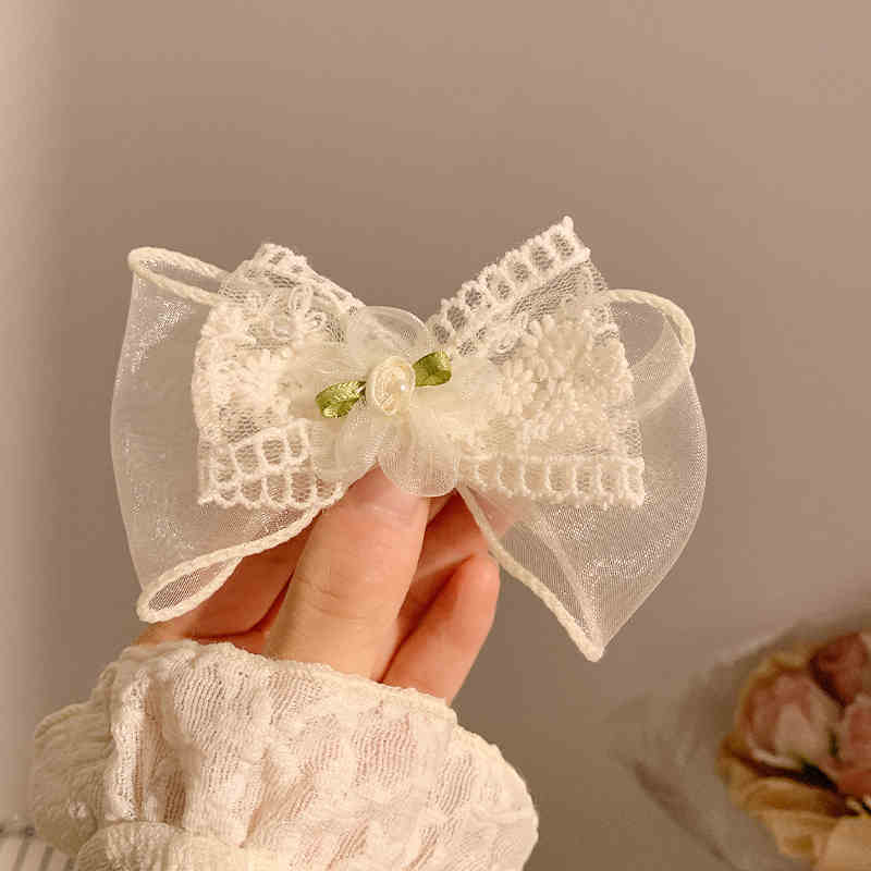 Lace Hair Bows Clip Cute Girls Hairpins Solid Duckbilled Hair Clips Barrettes Kids Headwear Fashion Hair Accessories