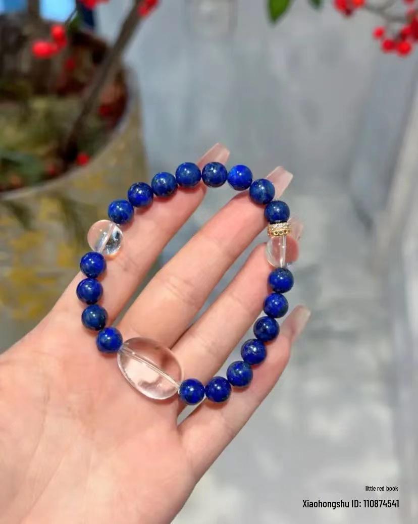 

Высококачественный браслет из натурального лазурита и неправильных бусин белого кристалла для женщин