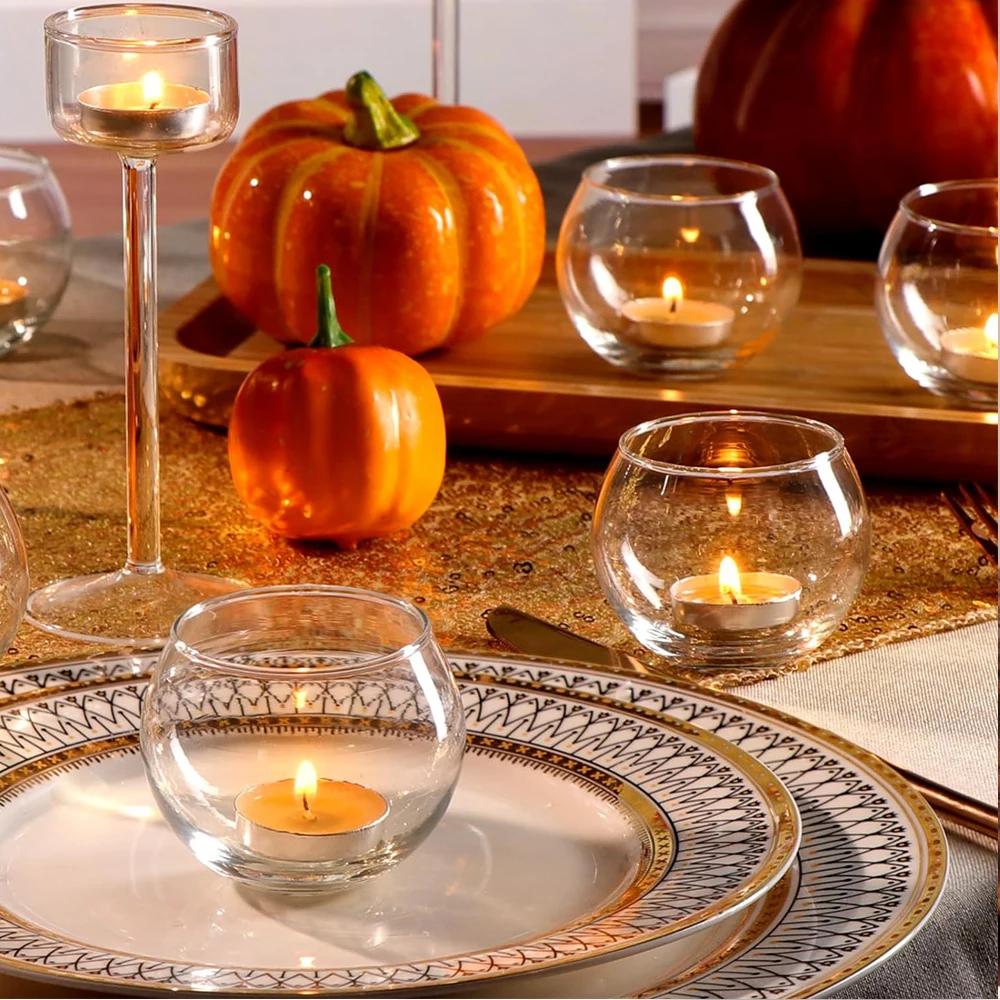 Glass Tealight Candle Holder Round Clear Votive Candle Holders for table decor Candle Holders Bulk for Wedding Decor and Home