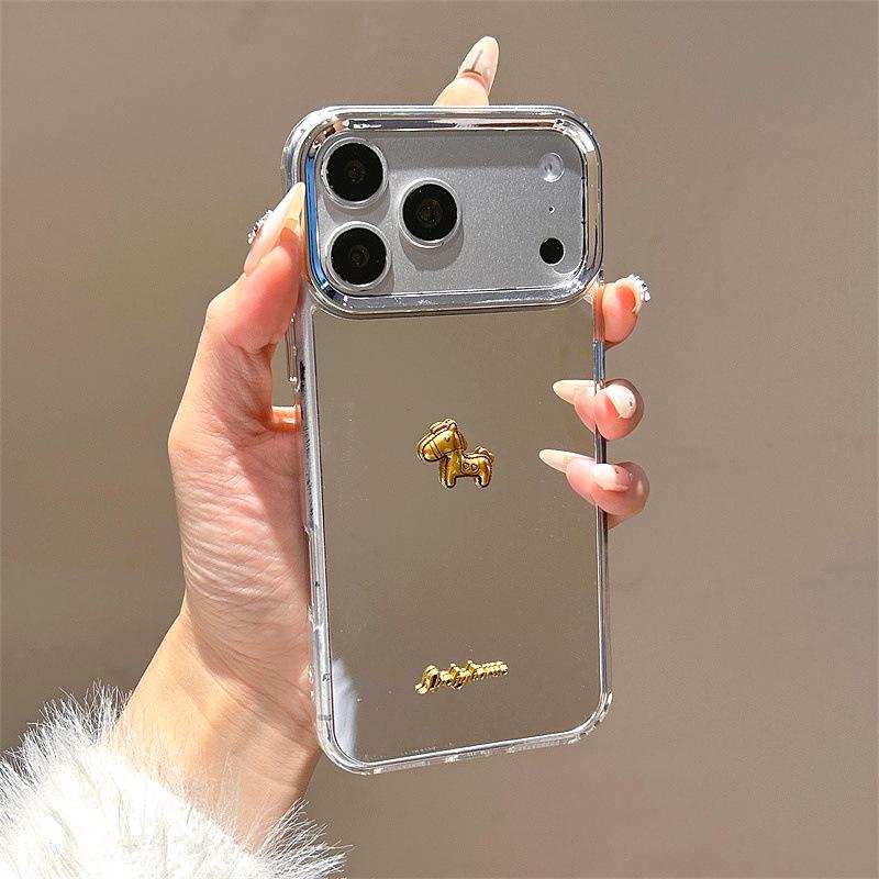 

Makeup Mirror Little Golden Horse Case for iPhone 17 Pro Max - Compatible with Apple 14, 15, 16 Models, Drop-Proof and Protective iPhone 16 Plus