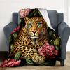 Leopard Garden Flannel Blanket Throw Blanket Soft Warm Sofa Bed Camping Home Decor Unique Christmas Gift C926289