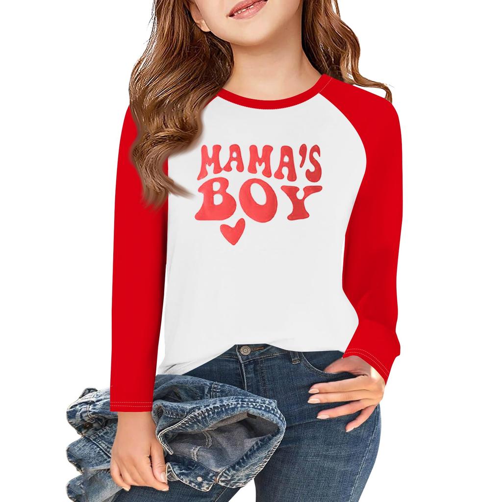 Dívčí trička s dlouhým rukávem Love na Valentýna Dětské podzimní topy Kulatý výstřih Základní trička 5-14 let