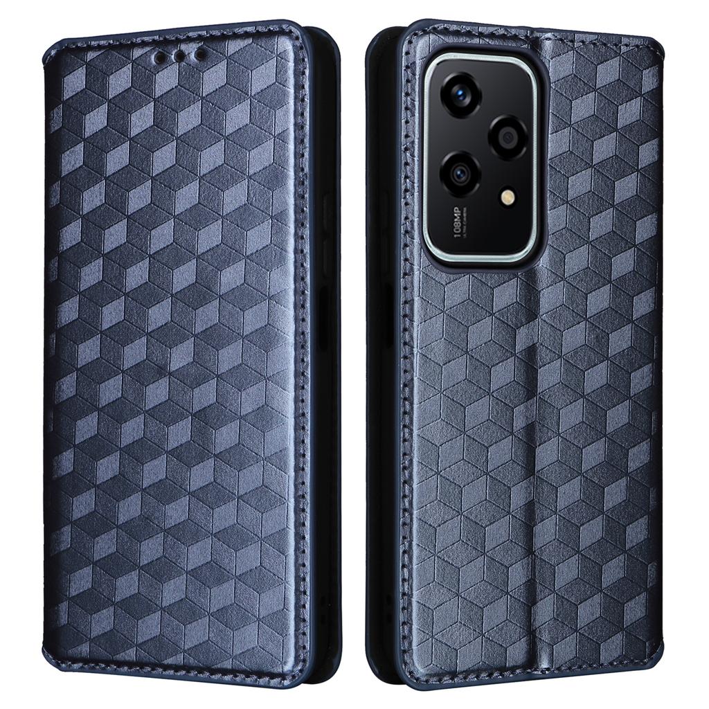 For Honor 200 Lite Case Leather Rhombus Pattern Magnetic Auto-Absorbed Phone Cover