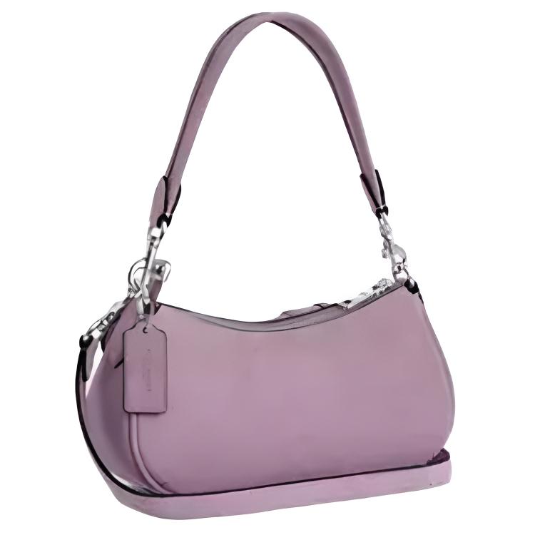 Coach Ashton 25 Metal Hardware Leather Shoulder Bag Medium Women Shoulder Bag Silver Light-Purple CDA95-SVIZ