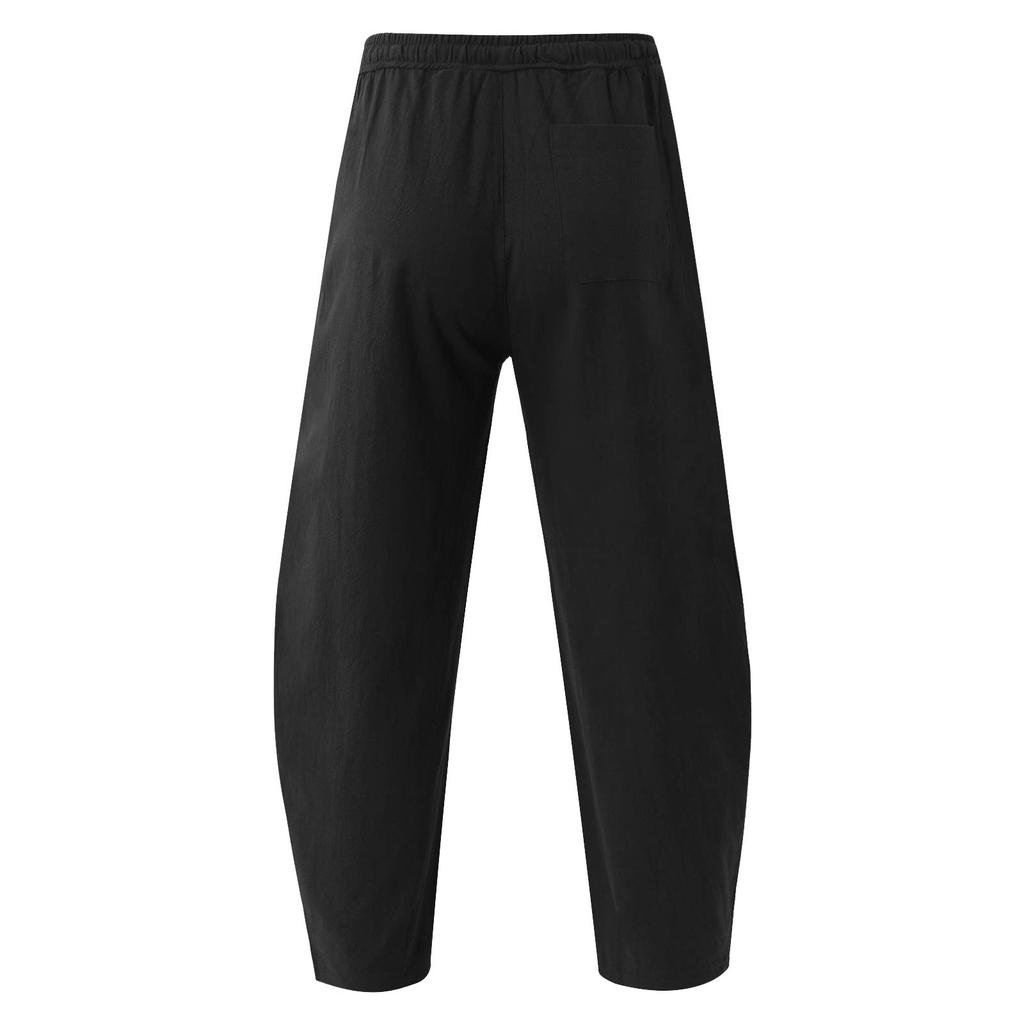 Men's Color Linen Pants Loose Cotton Linen Casual Trousers