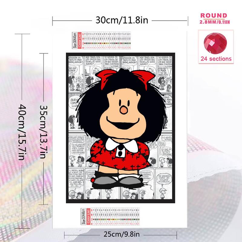 mafalda 100% Round Full Drill 5D DIY Diamond Painting Embroidery Cross Stitch Rhinestone Décor toilet 3 piece set