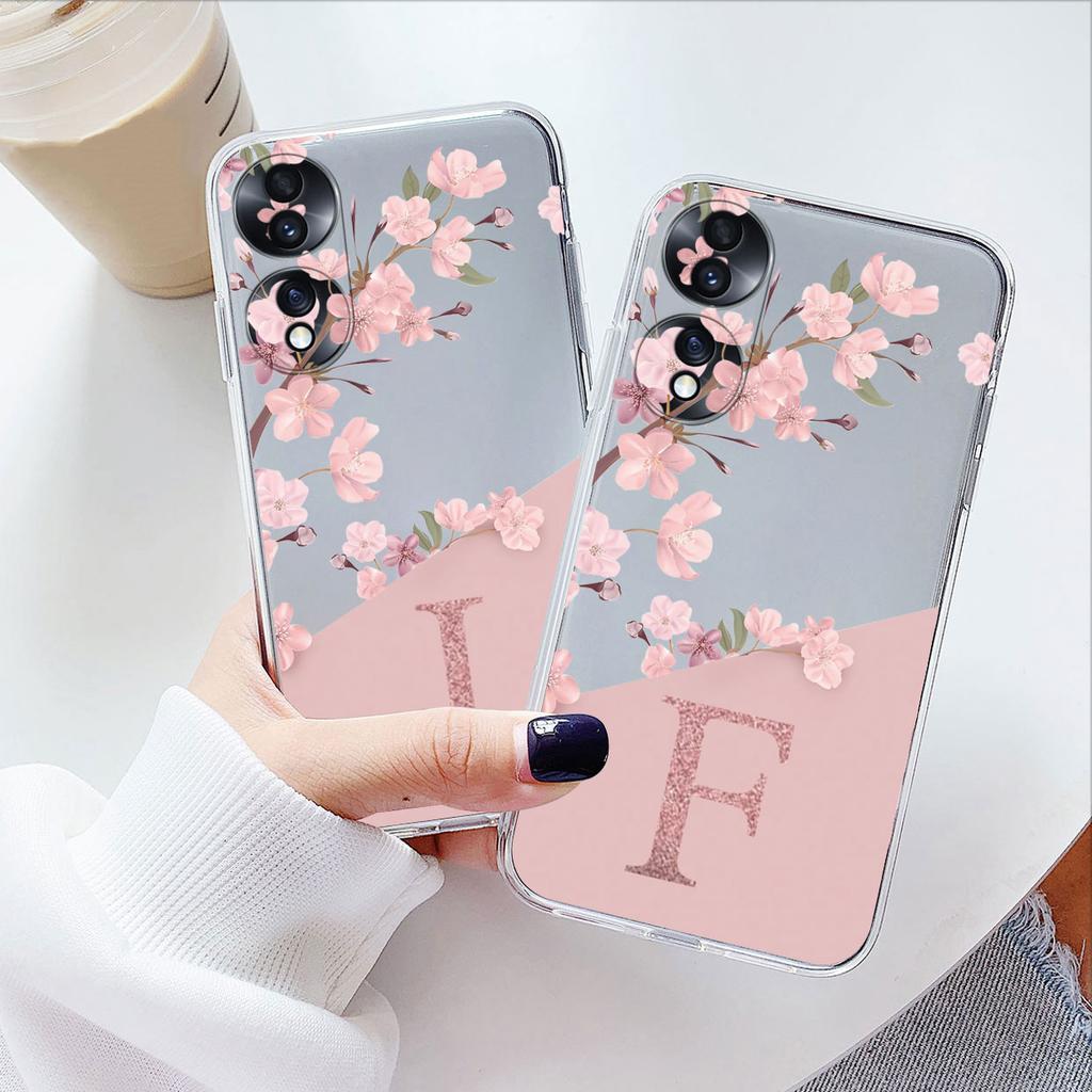 For Honor 70 90 200 400 Lite Phone Case Soft Slim Luxury A-Z Letters Back Cover Fundas Clear Bumper Transparent Shell Capa Bags