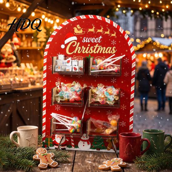 Christmas Candy Display Stand Tree Wooden Stand Acrylic Drawer Organizer for Holiday Window Party Dessert Table Treat Holder