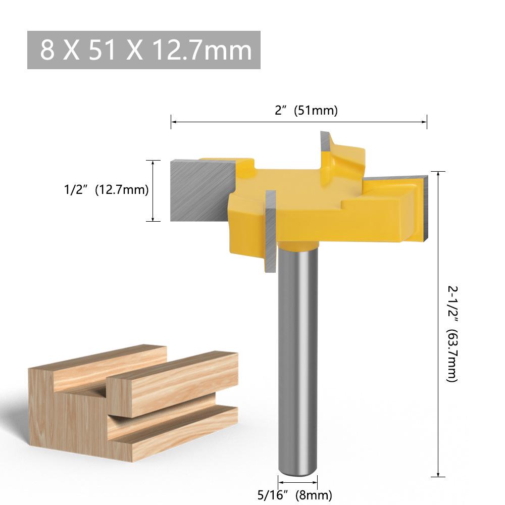 8/12/12.7 Shank 4-Flute T-Slot Bottom Cleaning Woodworking Milling Cutter Head