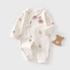 Newborn Baby Kimono Romper, Cotton Seamless Infant One Piece Outfit, Long Sleeve Butterfly Style Crawling Pajamas for Spring Autumn