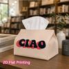 1pc, 2d Flat Printing, Tissue Box Ciao - Colorful Alphabet Patterns Printed Tissue Box, Suitable for Bathrooms, Living Rooms, Bedrooms, Dressing Table