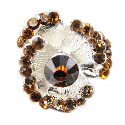 [F7506] - Brown 'Flora' Crystal Ring