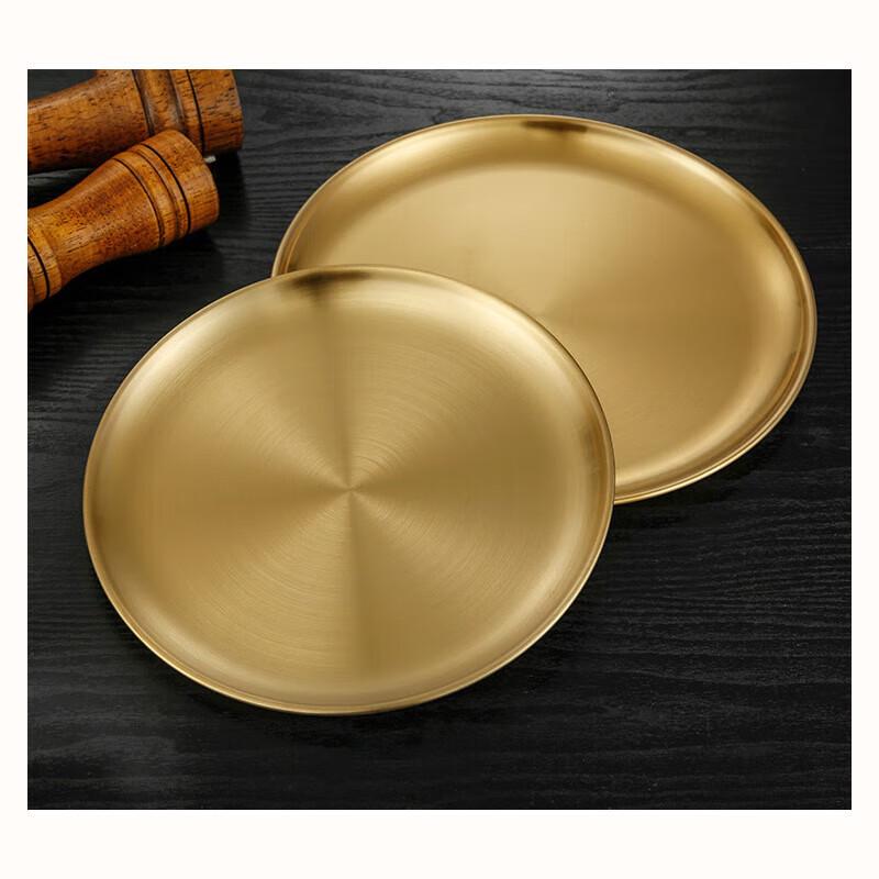 Korean Style Gold Plated Stainless Steel Round Serving Plate