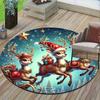 Christmas Reindeer Round Rug, Soft  Non Slip Mat, Anti Wrinkle Holiday Carpet for Living Room, Bedroom, Festive Decor