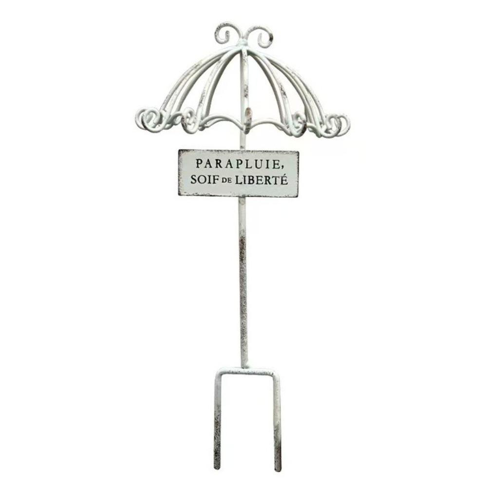Distressed Finish Umbrella Flower Stand Iron Metal Flower Holder Floral Plant Stake  Patio 9.45in