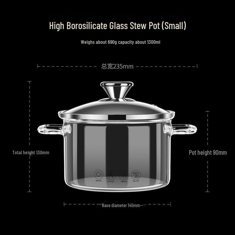 

Шанци 1300 мл Кастрюля из высокоборосиликатного стекла