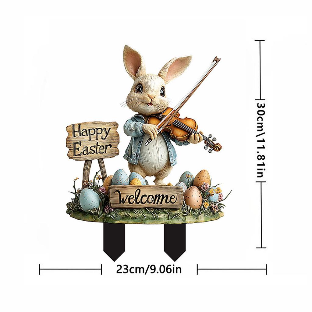 Easter Bunny Stake Easter Decor Yard Ornament Bunny Decorative Garden Stake Rabbits Easter Yard Sign for Backyard Path Garden