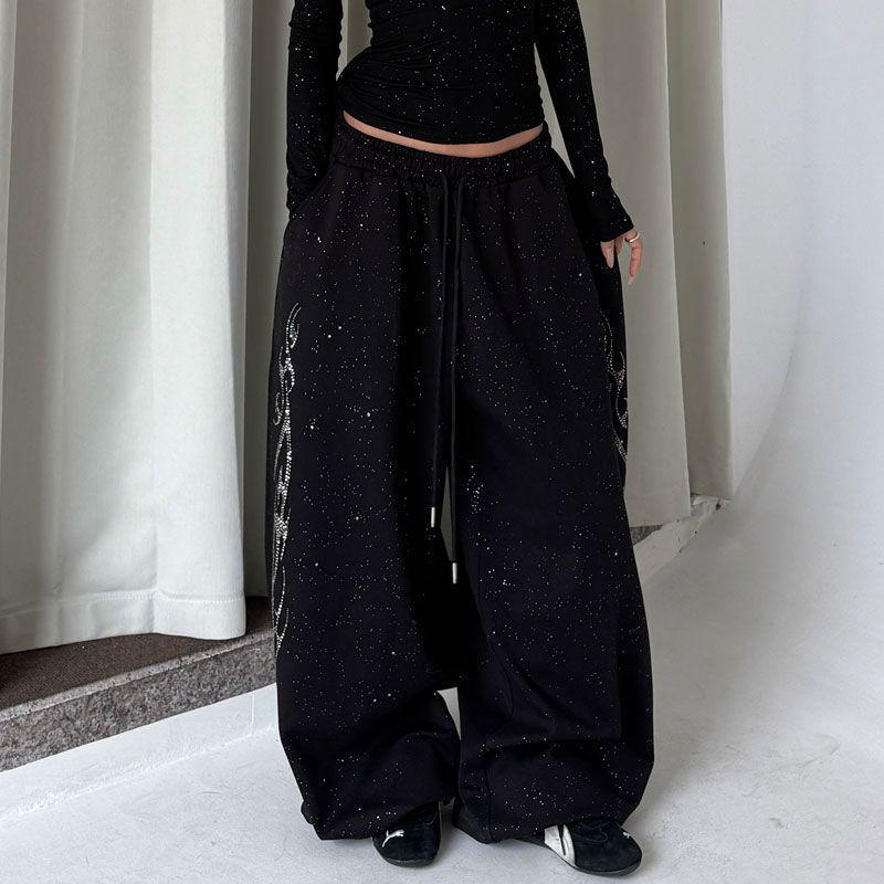 Damen Frühlings High Waist Koreanischer Stil Kordelzug Weite Hosen