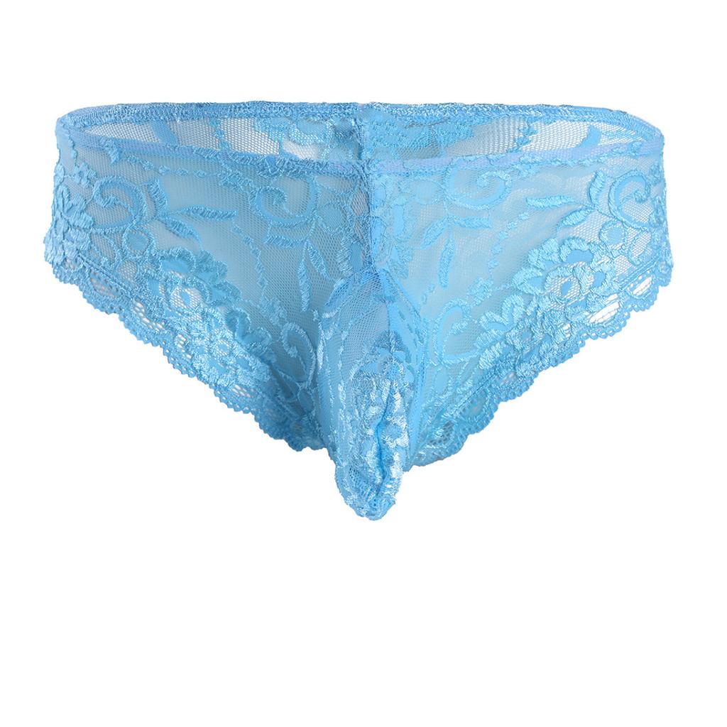 Sexy Herren-Dessous, Sissy-Höschen, geschlossen, schwuler männlicher Blumenspitze, durchsichtig, Jockstraps, Ausbuchtungsbeutel, Slips, Bikini-Unterwäsche