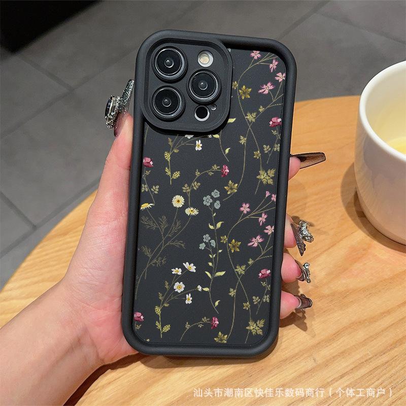 Line flower for iPhone11/12/13/14/15 mobile phone case Apple 16promax all-inclusive X/XS