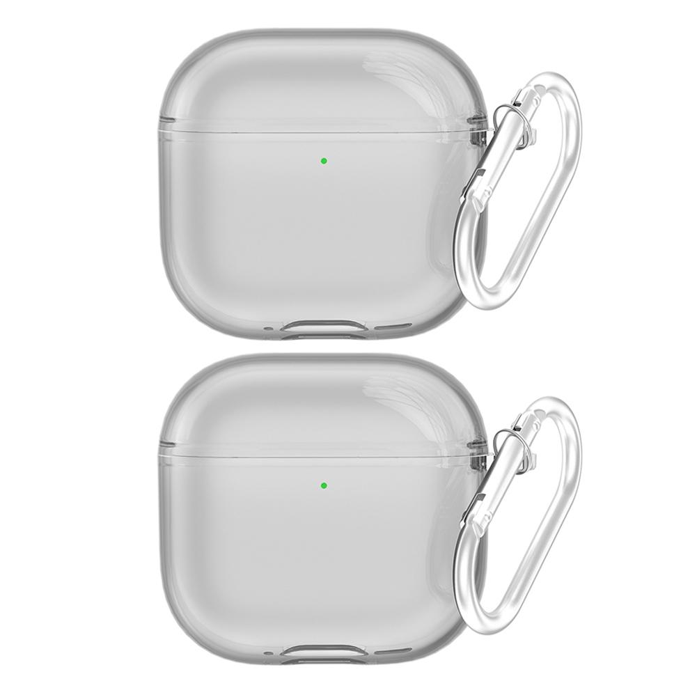 

2 PCS TPU Transparent Protective Case Cover with Carabiner Protective Cover Skin Anti-fall Transparent Case for AirPods 4 (2025) чорний