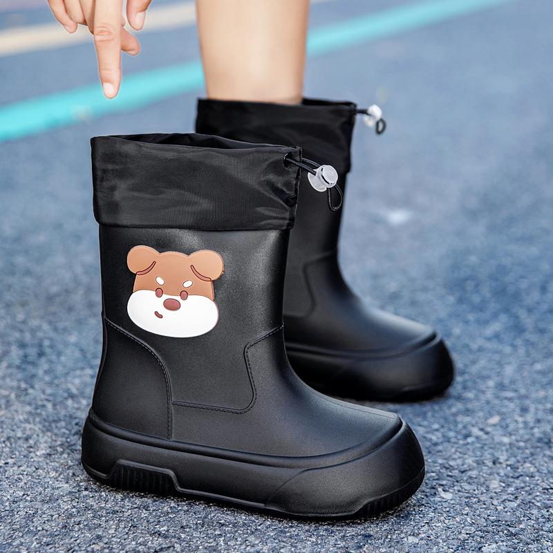 Damen Mid-Calf Wasserdichte Regenstiefel, Rutschfestes Gummi mit Baumwollfutter für Outdoor- und Küchengebrauch.