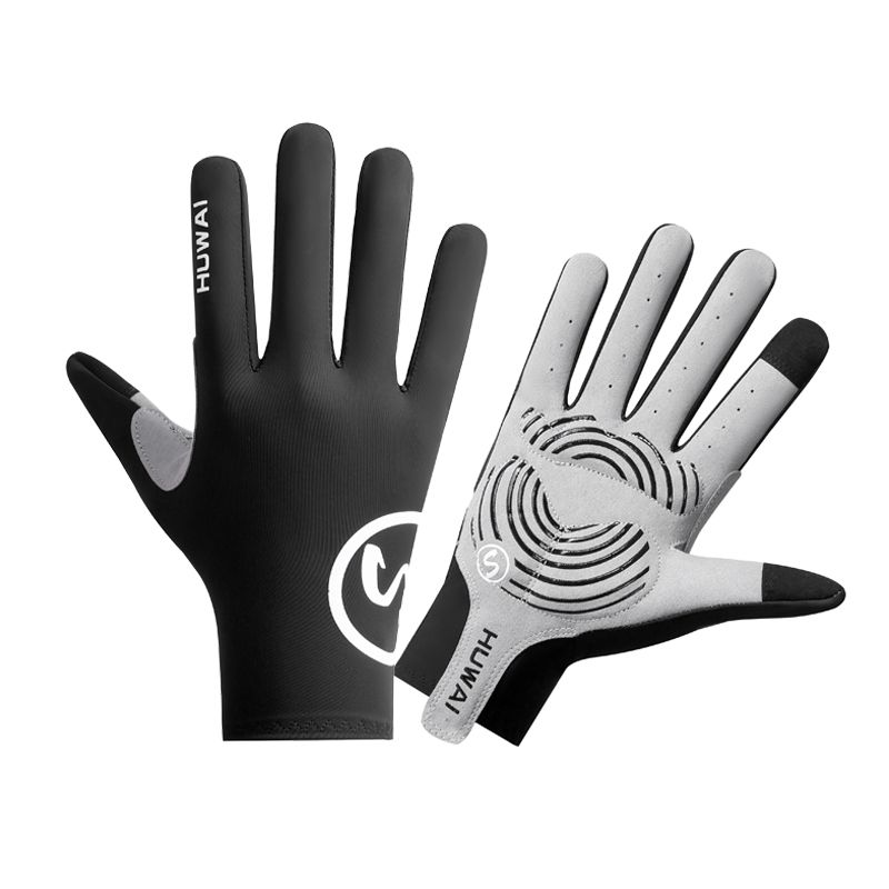 

Cycling Gloves Men s and Women s Ice Silk Thin Outdoor Sports Full Finger Bicycle Driving Non-Slip Wear-Resistant Shock-Absorbing Touch Screen Summer S Ice Silk refers to black L