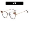 Triangular Cat'S Eye Diamond-Encrusted Flat Mirror Anti-Blue Luxury Glasses Frame Pearl Retro Personalized Glasses Frame