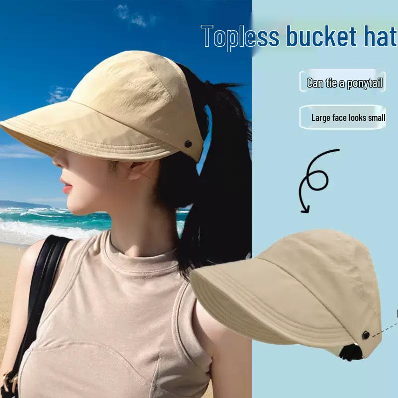 Women's UV Protection Facekini: Removable Ice Silk Mask with Brim, Full Face & Neck Shield.