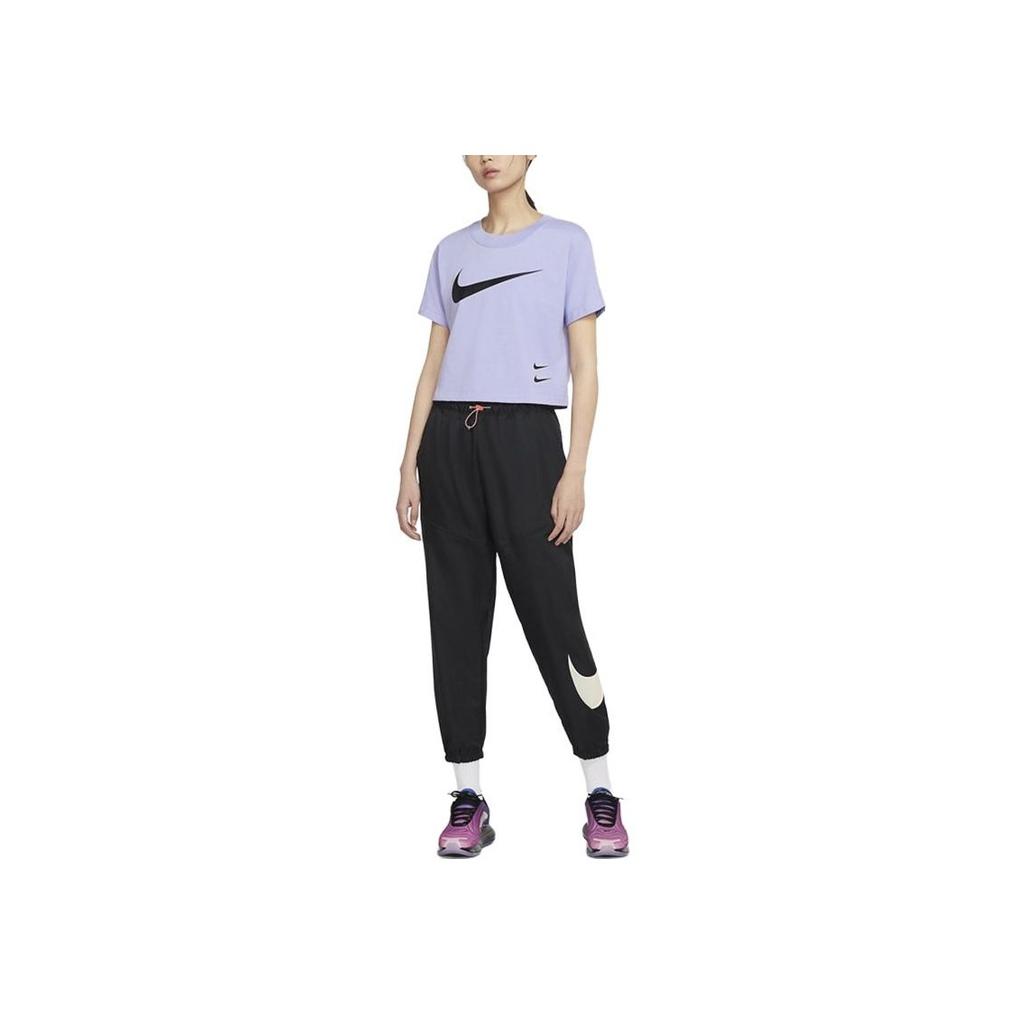 Nike Solid Color Brand Logo Round Neck Casual Short Sleeve T-Shirt Women Tops Purple DB3873-569