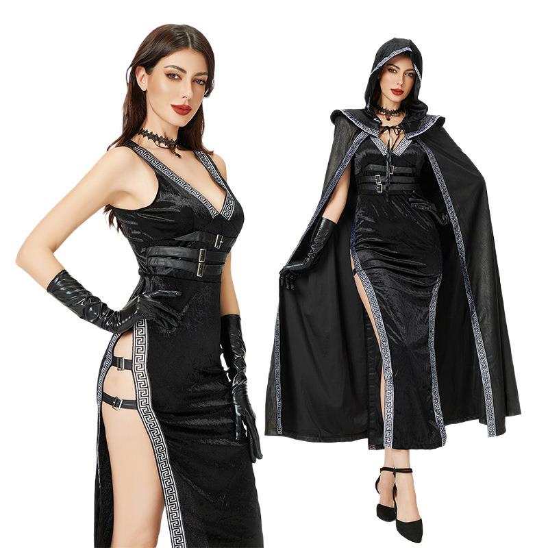 Halloween costume sexy witch costume dark goth European and American babes slim robe cosplay costume