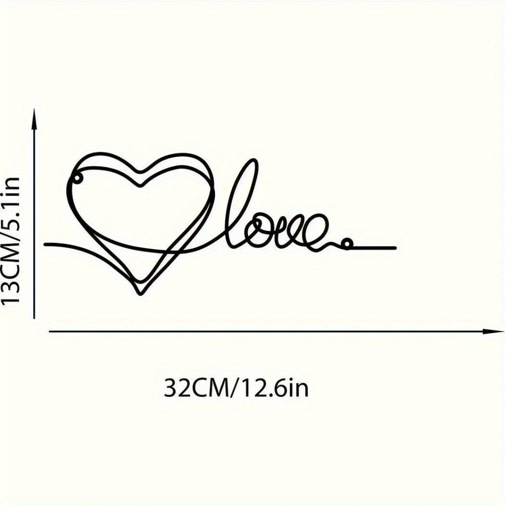 Metal Heart Wall Art, Minimalist Line Hanging Decor, Love Sign for Home, Fashionable Sculpture Plaque