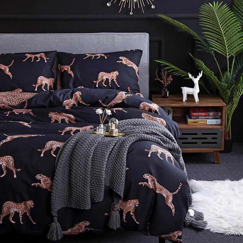 Europe and America Dark Flower Print Duvet Cover Set Queen King Size Bedding Set Twin Single Double Bed Sets Home Quilt Covers