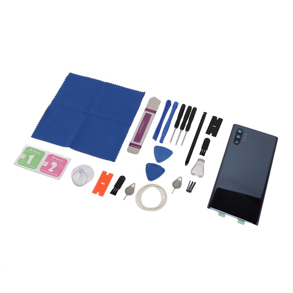 Phone Back Glass Cover Housing Door with Stylus Replacement for Galaxy Note 10+ Plus Black