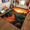 Sunset Desert Scene Carpet with Cactus Pattern, Warm Earth Tones Design Suitable for Use As an Anti-slip for Living Room Bedroom Sofas