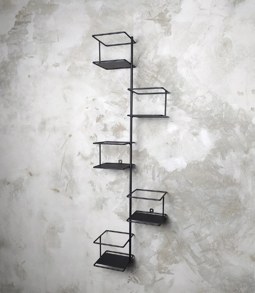Modern Black Jungle Metal Wall Planter Triple Basket for Five Pots Multi-Tier Ready to Hang