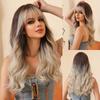 Professional  White Blonde Long Wavy Synthetic Wigs with Bangs for Black Women Halloween Cosplay Party Daily Wig Natural Hair Heat Resistant