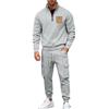 Autumn/Winter Heavyweight Men's Oversized Fleece-Lined Workwear Commuter Stand-Collar Sweatshirt & Workwear Sweatpants Two-Piece Set