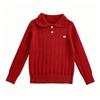 Kids Cable Knit Sweater with Small Collar for Warmth and Casual Everyday Wear